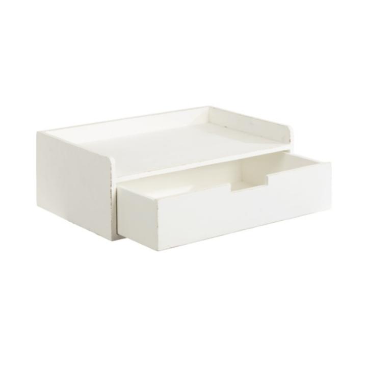 Distressed White Drawer Kitt Floating Side Table