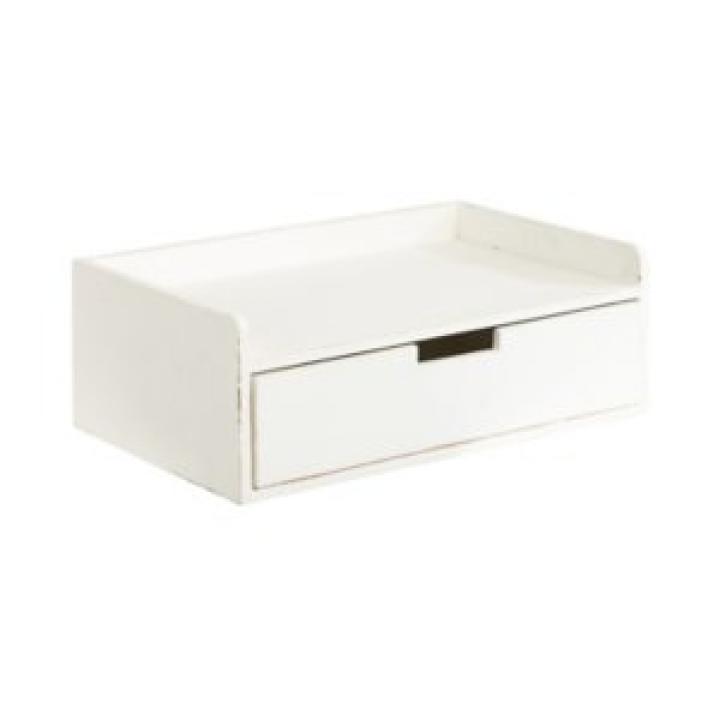 Distressed White Drawer Kitt Floating Side Table