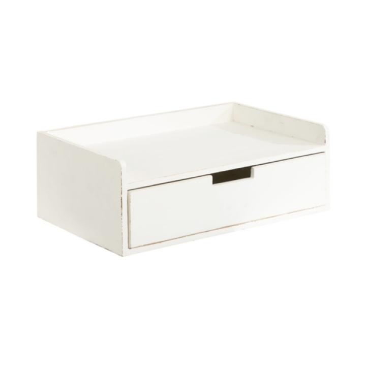 Distressed White Drawer Kitt Floating Side Table