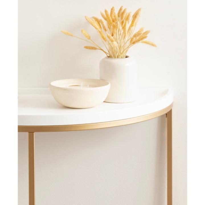 White & Gold Half Moon Dorrah Accent Table