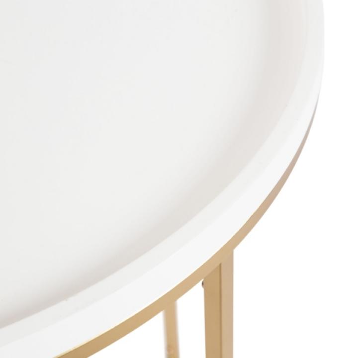 White & Gold Half Moon Dorrah Accent Table