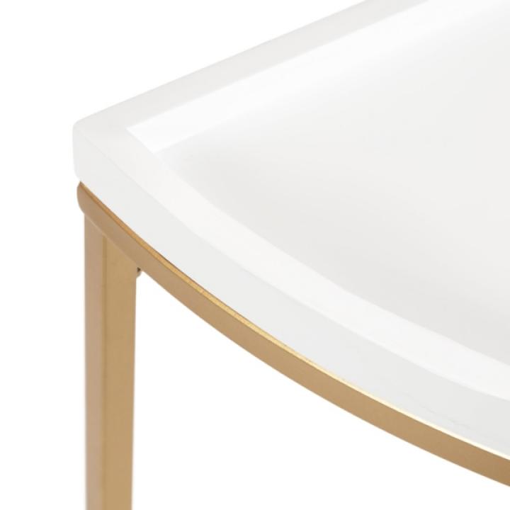 White & Gold Half Moon Dorrah Accent Table