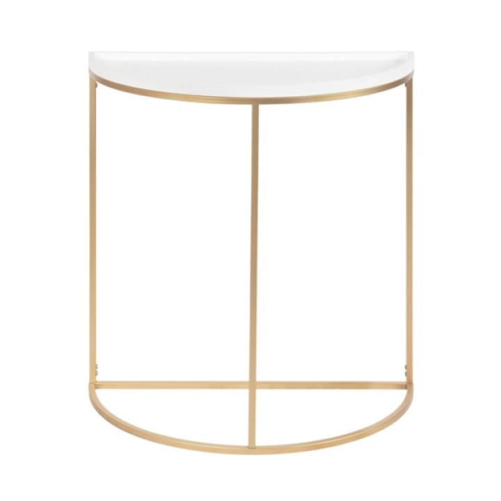 White & Gold Half Moon Dorrah Accent Table