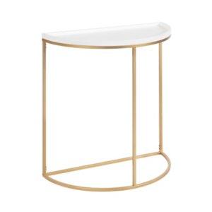 White & Gold Half Moon Dorrah Accent Table