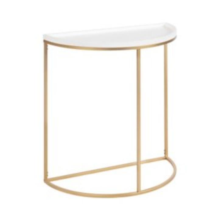 White & Gold Half Moon Dorrah Accent Table