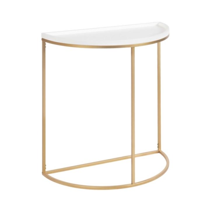 White & Gold Half Moon Dorrah Accent Table