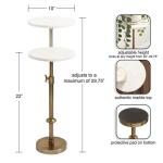 Antique Brass and White Marble Adjustable Table