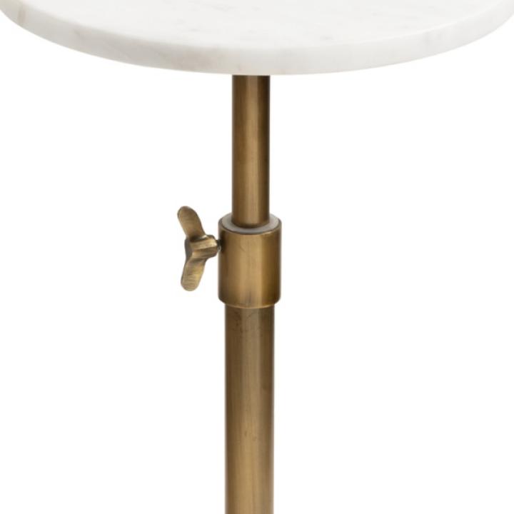 Antique Brass and White Marble Adjustable Table