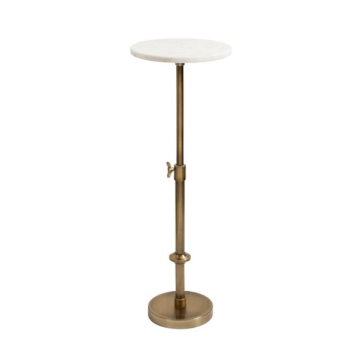 Antique Brass and White Marble Adjustable Table