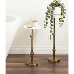 Antique Brass and White Marble Adjustable Table