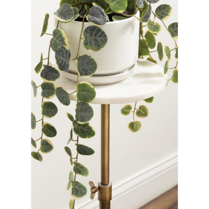 Antique Brass and White Marble Adjustable Table