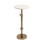 Antique Brass and White Marble Adjustable Table
