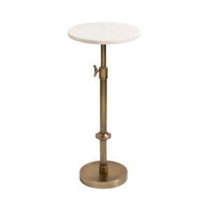 Antique Brass and White Marble Adjustable Table