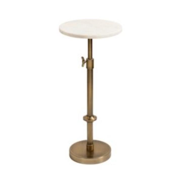 Antique Brass and White Marble Adjustable Table
