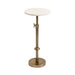 Antique Brass and White Marble Adjustable Table
