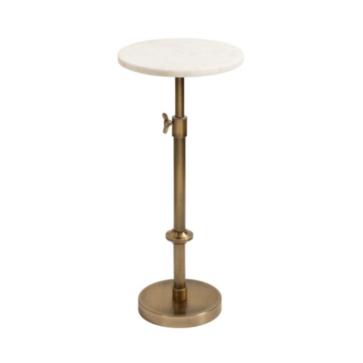 Antique Brass and White Marble Adjustable Table