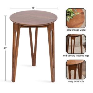 Walnut Brown Mango Wood Round Kershaw Accent Table