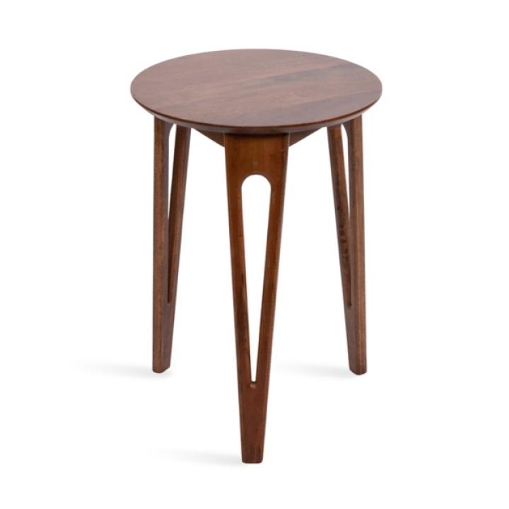 Walnut Brown Mango Wood Round Kershaw Accent Table