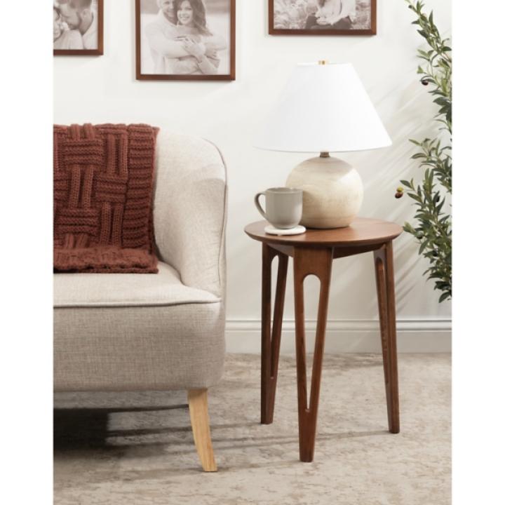 Walnut Brown Mango Wood Round Kershaw Accent Table