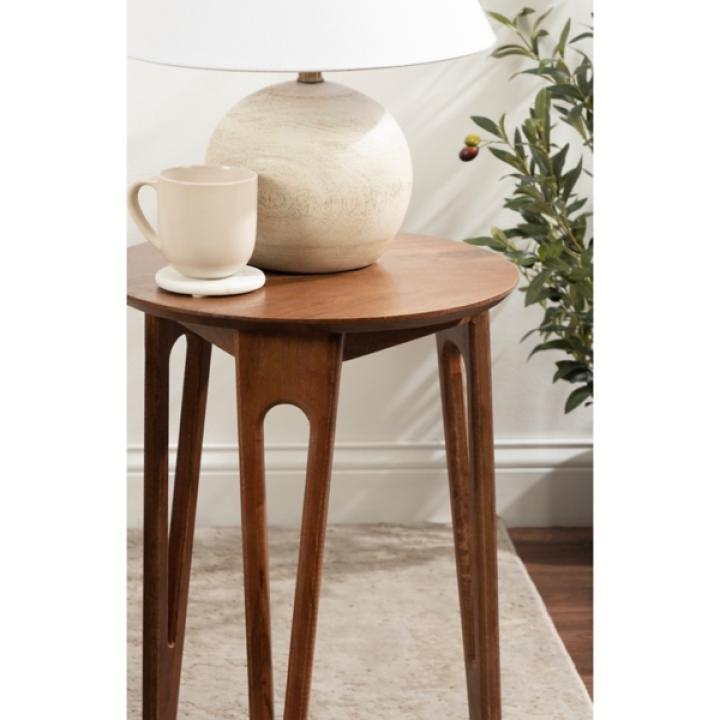 Walnut Brown Mango Wood Round Kershaw Accent Table