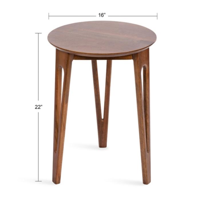 Walnut Brown Mango Wood Round Kershaw Accent Table