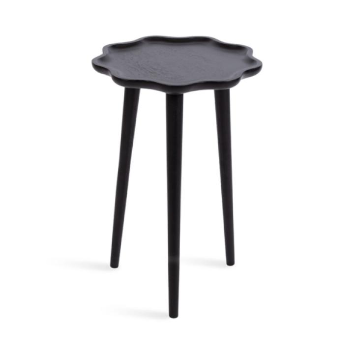 Black Wood Wavy Accent Table