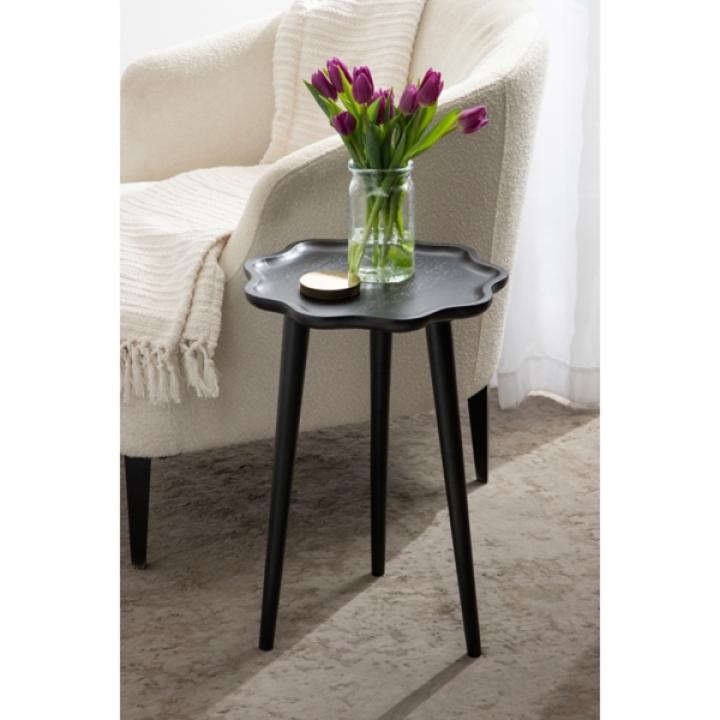 Black Wood Wavy Accent Table