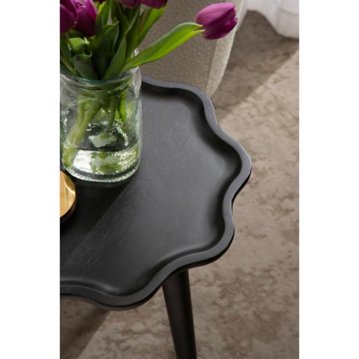 Black Wood Wavy Accent Table
