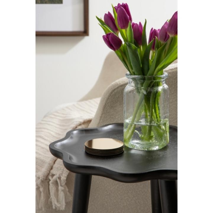 Black Wood Wavy Accent Table