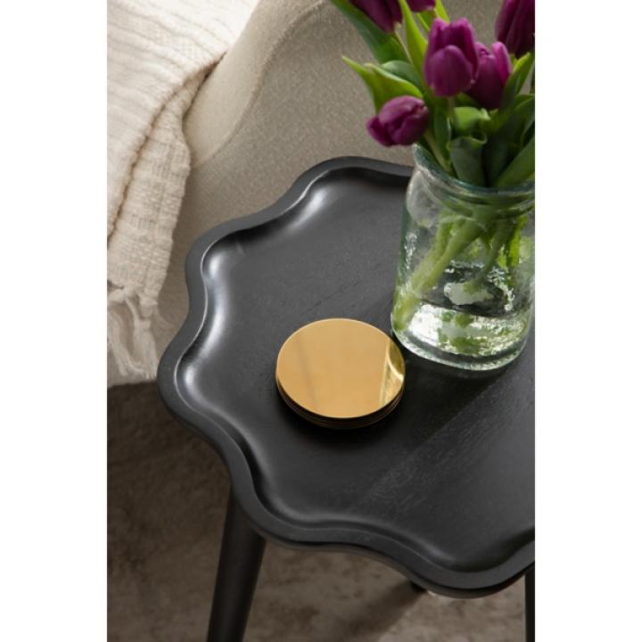 Black Wood Wavy Accent Table