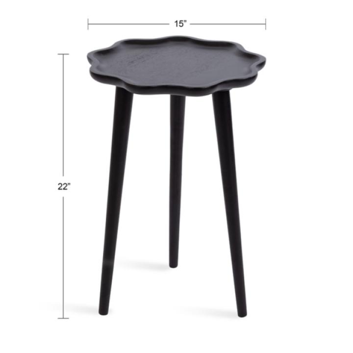 Black Wood Wavy Accent Table
