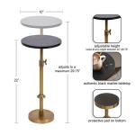 Antique Brass and Black Marble Adjustable Table