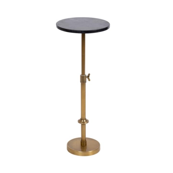 Antique Brass and Black Marble Adjustable Table