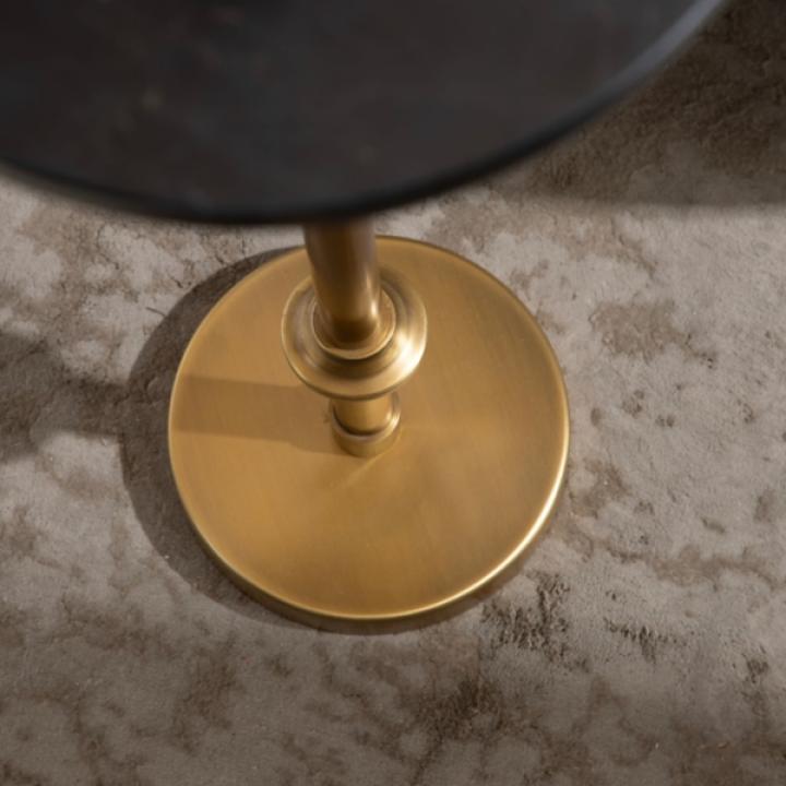 Antique Brass and Black Marble Adjustable Table