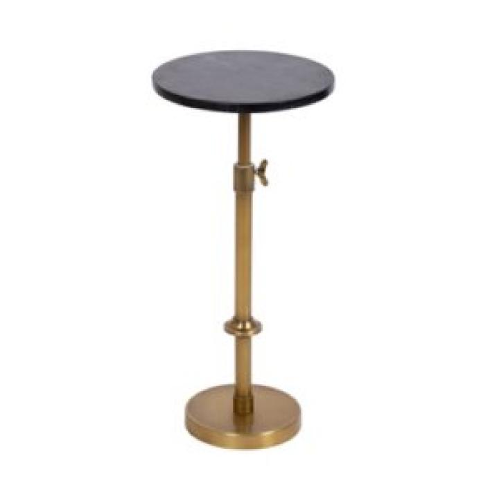 Antique Brass and Black Marble Adjustable Table