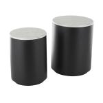 Black Metal Marble Nesting Accent Tables, Set of 2