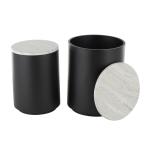 Black Metal Marble Nesting Accent Tables, Set of 2