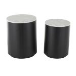Black Metal Marble Nesting Accent Tables, Set of 2