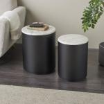 Black Metal Marble Nesting Accent Tables, Set of 2