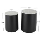 Black Metal Marble Nesting Accent Tables, Set of 2