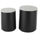 Black Metal Marble Nesting Accent Tables, Set of 2