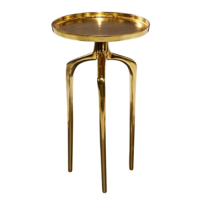 Gold Metal Round Tripod Accent Table