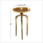 Gold Metal Round Tripod Accent Table