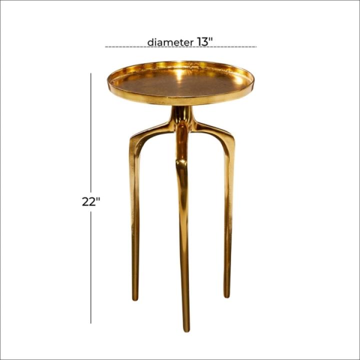 Gold Metal Round Tripod Accent Table