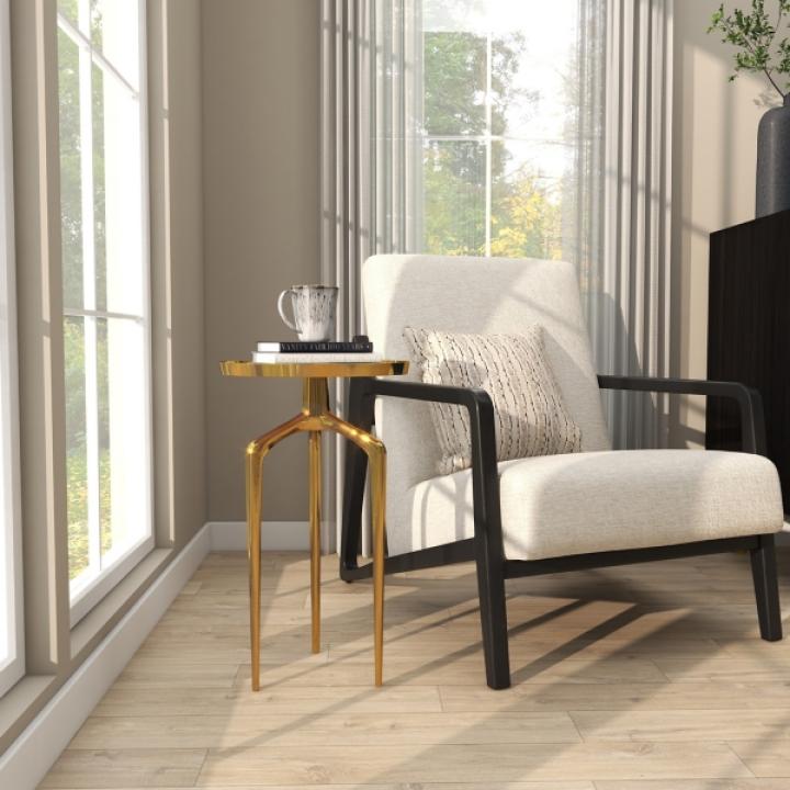 Gold Metal Round Tripod Accent Table