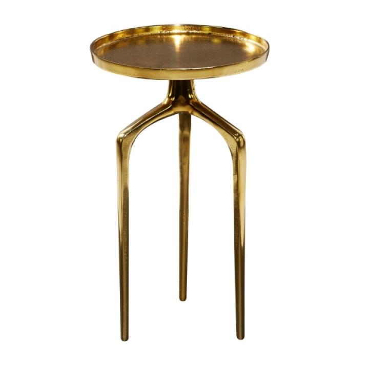 Gold Metal Round Tripod Accent Table
