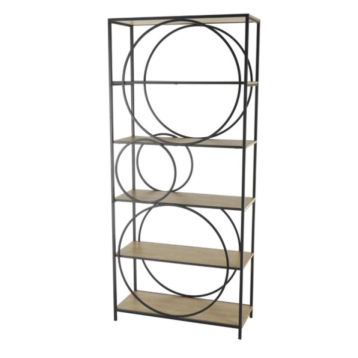 Black Metal Circles 5-Tier Bookcase