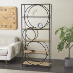 Black Metal Circles 5-Tier Bookcase