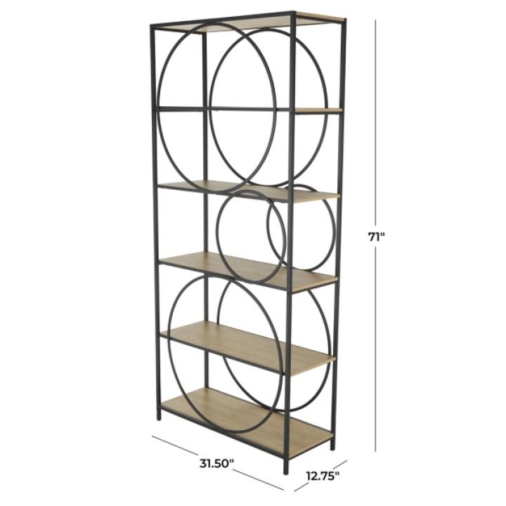 Black Metal Circles 5-Tier Bookcase