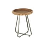 Beaded Wood Rattan Round Accent Table
